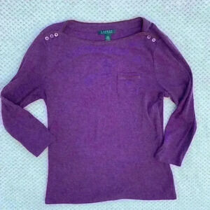 Lauren by Ralph Lauren purple 3/4 sleeve sz L office business casual workwear